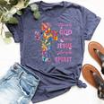 Blessed By God Loved By Jesus Butterfly Cross Bella Canvas T-shirt Heather Navy