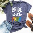 Bride With Pride Rainbow Lesbian Bachelorette Party Wedding Bella Canvas T-shirt Heather Navy