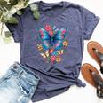Butterfly With Flowers I Aesthetic Butterfly Bella Canvas T-shirt Heather Navy