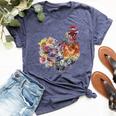 Chicken Aesthetic Flowers Cute Cottagecore Floral Chicken Bella Canvas T-shirt Heather Navy