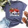 Chicken Riding Red Truck Merry Christmas Farmer X-Mas Ugly Bella Canvas T-shirt Heather Navy