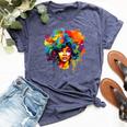 Colorful Afro Woman African American Melanin Blm Girl Bella Canvas T-shirt Heather Navy