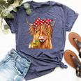 Cow Bandana Farm Animal Highland Cow Graphics Bella Canvas T-shirt Heather Navy