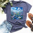 Cute Blue Floral Flowers Blossom Field Bella Canvas T-shirt Heather Navy