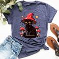 Cute Cottagcore Cat Mushroom Hat Kawaii Vintage Aesthetic Bella Canvas T-shirt Heather Navy