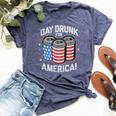 Day Drunk For America Patriotic Stars & Stripes Beer Cans Bella Canvas T-shirt Heather Navy