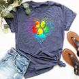 Dog Lover Mom Dad Colorful Heart Dog Paw Print Bella Canvas T-shirt Heather Navy