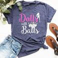 Dolls With Balls Bowling Girls Trip Team Bowler Bella Canvas T-shirt Heather Navy