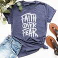 Faith Over Fear Christian Inspirational Graphic Bella Canvas T-shirt Heather Navy