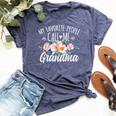 My Favorite People Call Me Grandma Floral Birthday Grandma Bella Canvas T-shirt Heather Navy