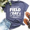 Field Day First 1St Grade Orange 2024 Boy Girl Teacher Bella Canvas T-shirt Heather Navy