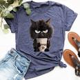 Angry Black Cat Drinking Coffee Loves Coffee Pet Bella Canvas T-shirt Heather Navy