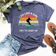 I Ski Like A Girl Try To Keep Up Snow Montains Bella Canvas T-shirt Heather Navy