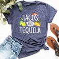 Tacos And Tequila Mexican Sombrero Bella Canvas T-shirt Heather Navy
