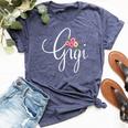 Gigi Flowers & Butterfly Fun For Grandma Grandmother Bella Canvas T-shirt Heather Navy