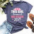 This Girl Becomes A Big Sister 2021 Cute Flowers Hearts Bella Canvas T-shirt Heather Navy