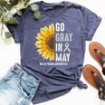 Go Gray In May Support Rainbow Brain Cancer Tumor Awareness Bella Canvas T-shirt Heather Navy