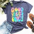 Good Vibes Only Tie Dye Groovy Retro 60S 70S Peace Love Bella Canvas T-shirt Heather Navy