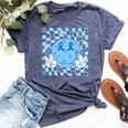 Groovy Hippie Face Puzzle Autism Awareness Men Bella Canvas T-shirt Heather Navy