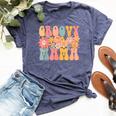 Groovy Mama Retro Colorful Peace Sign Smile Face Bella Canvas T-shirt Heather Navy