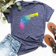 Gun Dripping Rainbow Graffiti Paint Artist Revolver Bella Canvas T-shirt Heather Navy