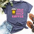 Half Teacher Coffee Teaching Educator Life Women Bella Canvas T-shirt Heather Navy