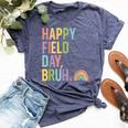 Happy Field Day Bruh Field Trip Fun Rainbow Teacher Student Bella Canvas T-shirt Heather Navy