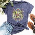 Hippie Peace Love Flower Power Retro Festival Protest Bella Canvas T-shirt Heather Navy