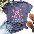 I'm The Middle Sister I Am Reason We Have Rules Floral Cute Bella Canvas T-shirt Heather Navy