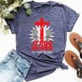 Jesus The Chain Breaker Christian Faith Saying Cross Bella Canvas T-shirt Heather Navy