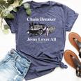 Jesus Loves All Chain Breaker Christian Faith Based Worship Bella Canvas T-shirt Heather Navy