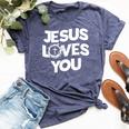 Jesus Loves You Religious Christian Faith Bella Canvas T-shirt Heather Navy