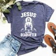 Jesus The Ultimate Deadlifter Christian Weightlifting Bella Canvas T-shirt Heather Navy