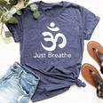 Just Breathe Spiritual Yoga Symbol Namaste Bella Canvas T-shirt Heather Navy
