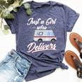 Just A Girl Who Delivers Postwoman Mail Truck Driver Bella Canvas T-shirt Heather Navy