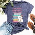 Just A Girl Who Loves Cats And Books Bookworm Cute Kitten Bella Canvas T-shirt Heather Navy