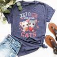 Just A Girl Who Loves Cats Cute Cat Lover Bella Canvas T-shirt Heather Navy