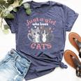 Just A Girl Who Loves Cats Girls Cat Lovers Bella Canvas T-shirt Heather Navy