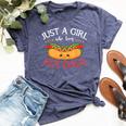 Kawaii Hotdog Lover Just A Girl Who Loves Hot Dogs Bella Canvas T-shirt Heather Navy