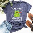 Kindergarten 100 Days School Boys Girls Frog Time Flies Fly Bella Canvas T-shirt Heather Navy