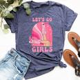 Let's Go Girls Western Cowgirls Pink Groovy Bachelorette Bella Canvas T-shirt Heather Navy
