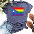 Lgbt Gay Pride Rainbow Puerto Rican Flag Bella Canvas T-shirt Heather Navy