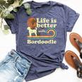 Life Better Bordoodle Vintage Dog Mom Dad Bella Canvas T-shirt Heather Navy