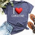 I Love Christine Name Personalized Girl Woman Friend Heart Bella Canvas T-shirt Heather Navy