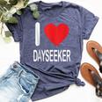 I Love Dayseekers Merch White Text Man Woman Heart Bella Canvas T-shirt Heather Navy