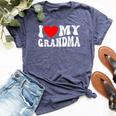 I Love My Grandma I Heart My Grandma Bella Canvas T-shirt Heather Navy