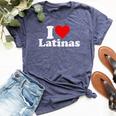 I Love Heart Latinas Girlfriend Wife Bella Canvas T-shirt Heather Navy