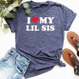 I Love My Lil Sis Big Little Sister Matching Bella Canvas T-shirt Heather Navy