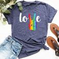 Love Win Rainbow Peace Sign Lesbian Gay Lgbtq Flag Pride Bella Canvas T-shirt Heather Navy