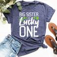 Lucky One First Birthday Big Sister Family St Patrick's Day Bella Canvas T-shirt Heather Navy